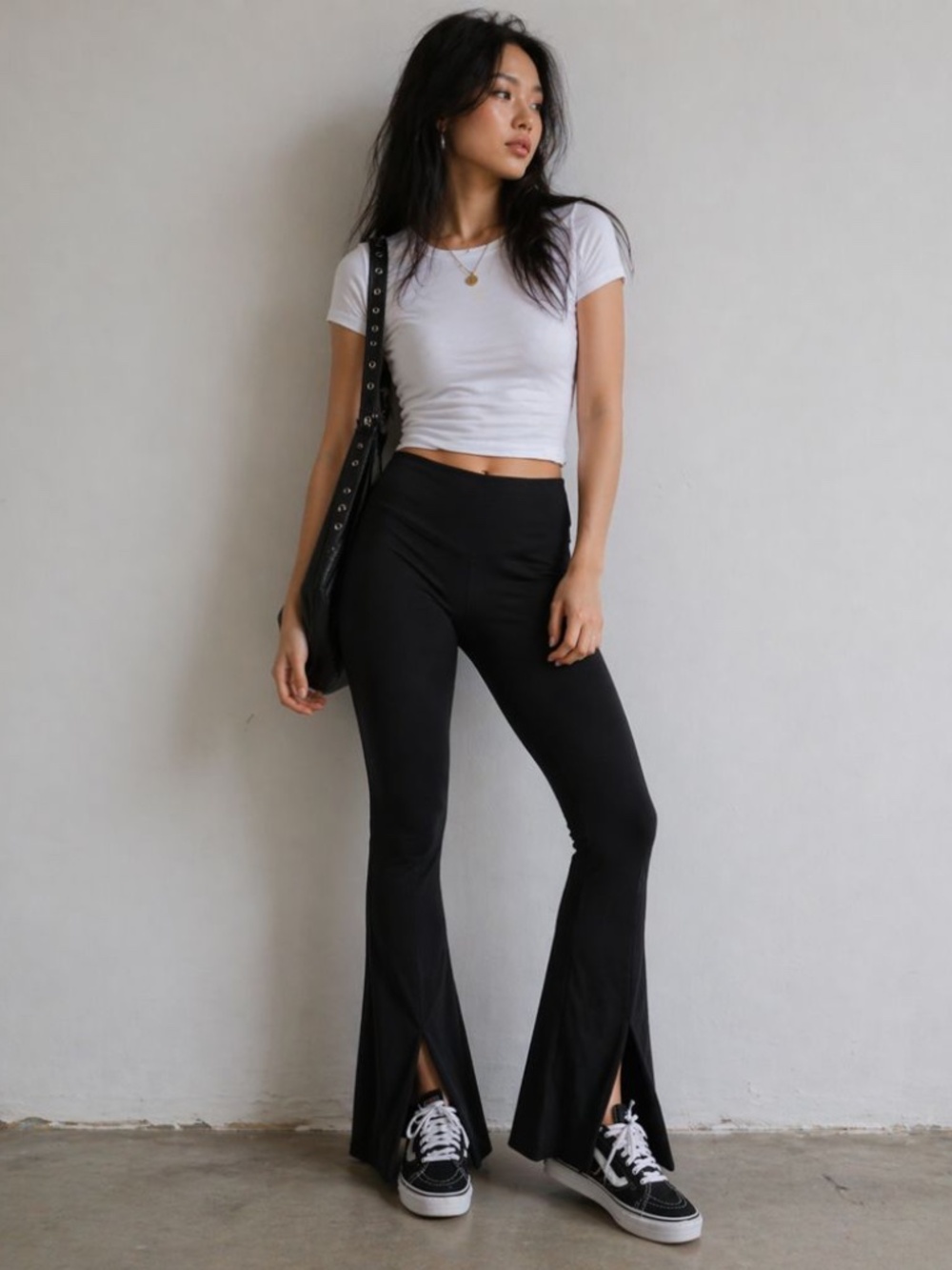 Aerie Offline Real Me Xtra Flare Hi-Rise Split Flare Leggings in Black women XXL
